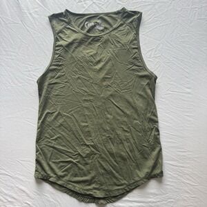 Zyia Active Horizon Muscle Tank Top Womens Size XS Olive Green Cut Out Back